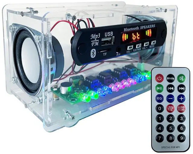 Main image of Blutoth-Compatible Speaker Kit Multi-Function Soldering Practice kit Voice-Activated Level Indicator Dual Channel Speaker for Soldering Project Transparent Speaker