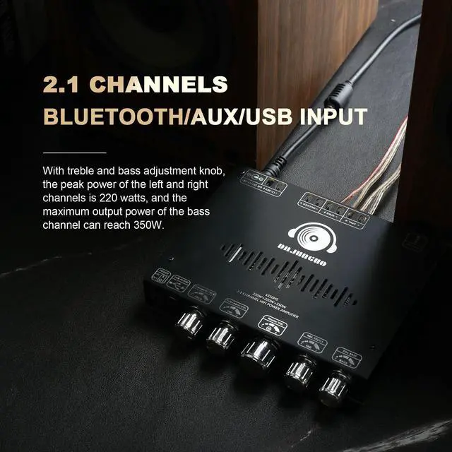 Alt view image 4 of 7 - S350HS TPA3251 Bluetooth Power Amplifier Board with Subwoofer 2.1 Channel 220W×2+350W, 12V-38V Audio Power Amplifier Module with Treble and Bass Control,Black (S350HS)