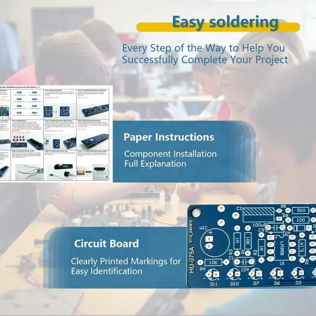 Alt view image 2 of 3 - Compatible Speaker Kit Soldering Practice kit Voice-Activated Level Indicator Dual Channel Speaker for Soldering Project Transparent