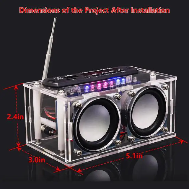 Alt view image 3 of 3 - Compatible Speaker Kit Soldering Practice kit Voice-Activated Level Indicator Dual Channel Speaker for Soldering Project Transparent
