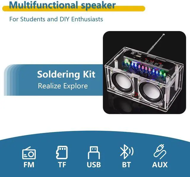 Main image of Compatible Speaker Kit Soldering Practice kit Voice-Activated Level Indicator Dual Channel Speaker for Soldering Project Transparent