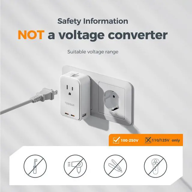 Alt view image 7 of 7 - Universal Travel Adapter PD 45W, 1 Pack
