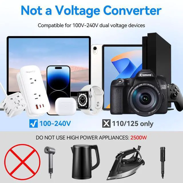 Alt view image 7 of 7 - Universal Travel Adapter, PD 30W European Travel Plug Adapter with 2 USB-C & 1 USB-A Ports, International Power Adapter Fast Charging with 70in Power Cord for USA EU UK AUS