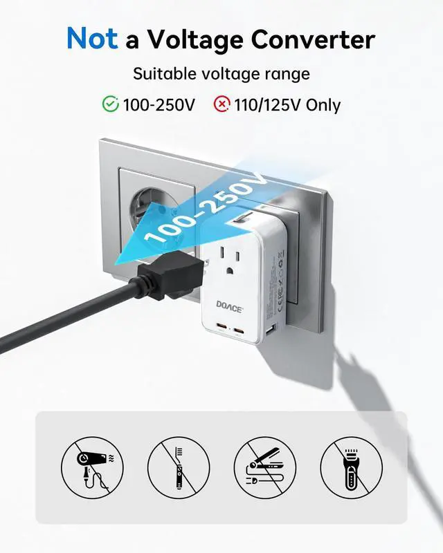 Alt view image 7 of 7 - Pico 45W Universal Travel Adapter with 1 AC, 2 USB C & 2 USB A Ports
