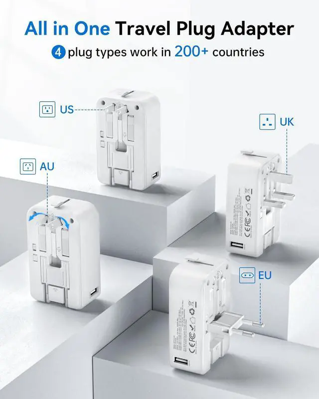 Alt view image 3 of 7 - Pico 45W Universal Travel Adapter with 1 AC, 2 USB C & 2 USB A Ports