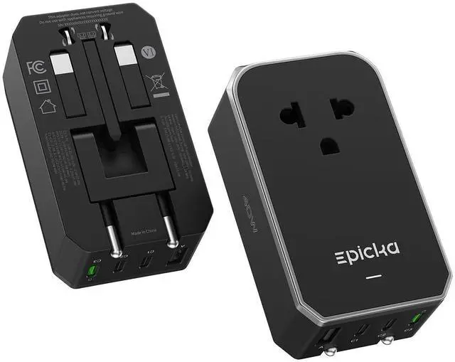 Main image of Air 40W Universal Travel Adapter, PD Fast Charging International Power Adapter with 1 AC & 4 USB Ports, Worldwide Compact Travel Essentials for US/EU(Black, 1-Pack, Not a Voltage Converter)