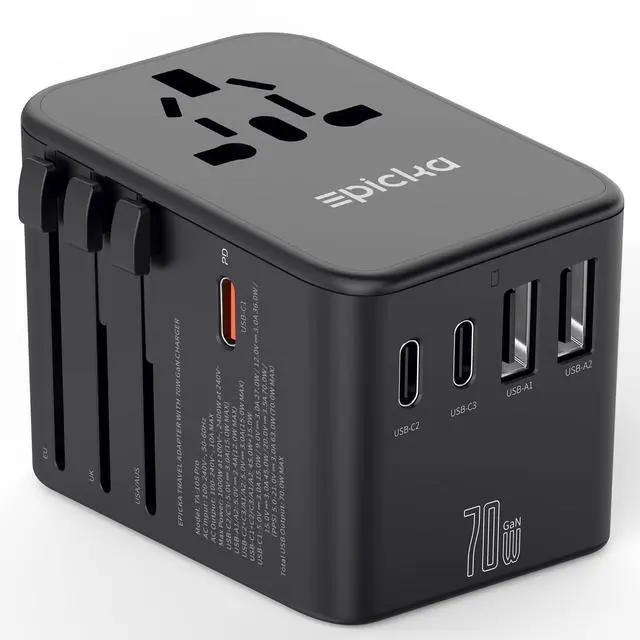Main image of 70W GaN PD Universal Travel Adapter, 3USB-C/2USB-A