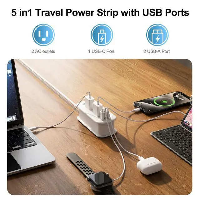 Alt view image 4 of 7 - Universal Travel Adapter with 6FT Extension Cord