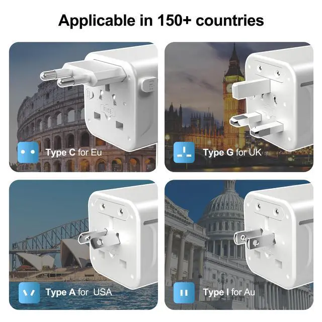 Alt view image 5 of 7 - Universal Travel Adapter with 6FT Extension Cord