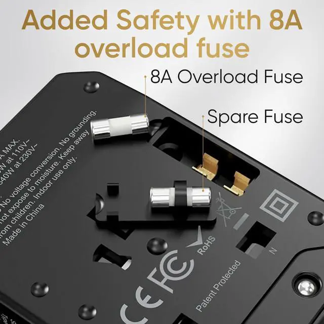 Alt view image 5 of 7 - Universal Travel Adapter for Europe and International Travel from USA, Type C EU/Type G UK/Type I AU/Type A US, 1 AC Outlet, 1 USB-C and 4 USB-A Ports, Travel Plug Adapter