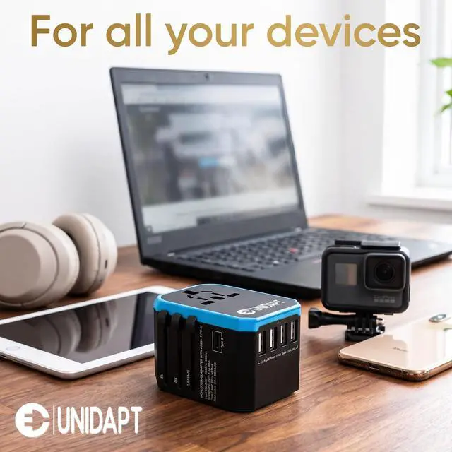 Alt view image 7 of 7 - Universal Travel Adapter for Europe and International Travel from USA, Type C EU/Type G UK/Type I AU/Type A US, 1 AC Outlet, 1 USB-C and 4 USB-A Ports, Travel Plug Adapter