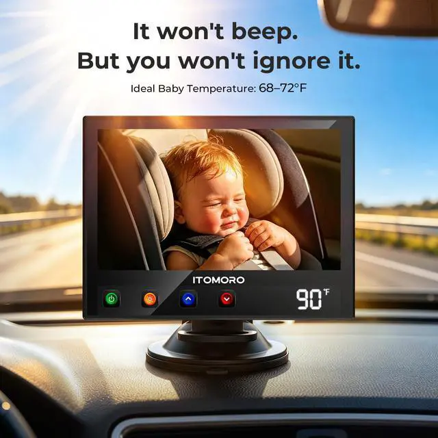 Alt view image 3 of 7 - First Baby Car Camera with Temperature Display, Auto IR Night Vision & Touch-Adjustable Buttons, Plug & Play Car Seat Monitor for Rear Facing Infant