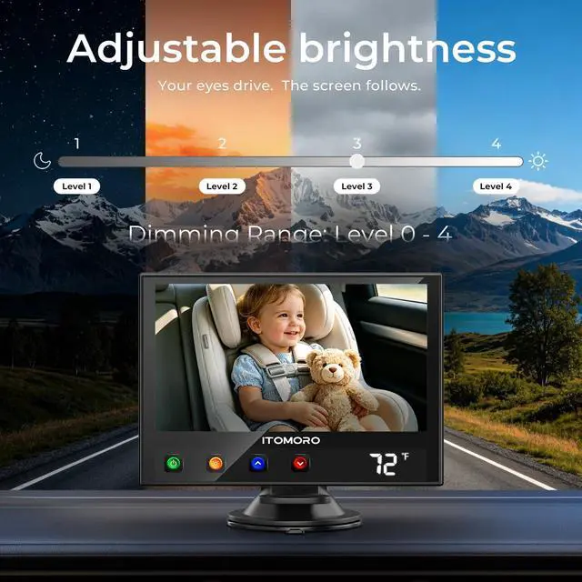 Alt view image 5 of 7 - First Baby Car Camera with Temperature Display, Auto IR Night Vision & Touch-Adjustable Buttons, Plug & Play Car Seat Monitor for Rear Facing Infant