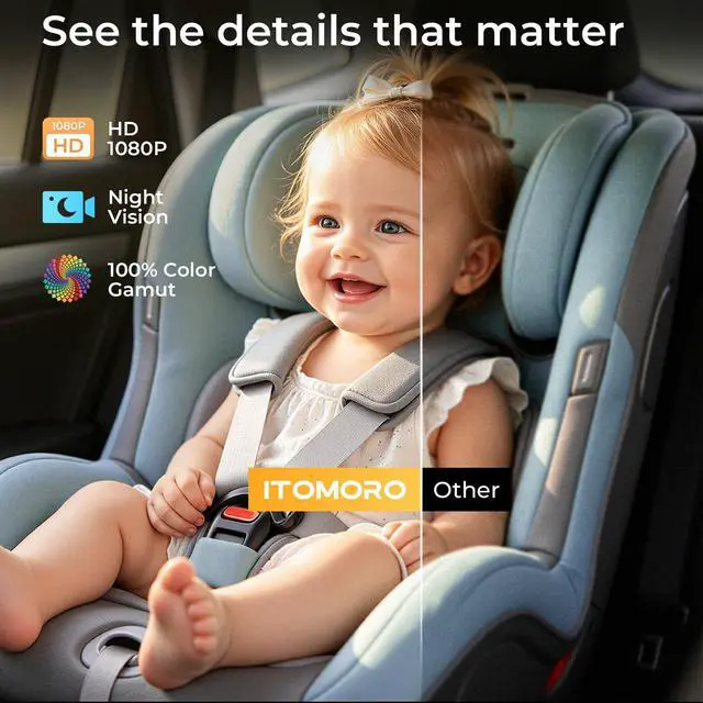 Alt view image 7 of 7 - First Baby Car Camera with Temperature Display, Auto IR Night Vision & Touch-Adjustable Buttons, Plug & Play Car Seat Monitor for Rear Facing Infant