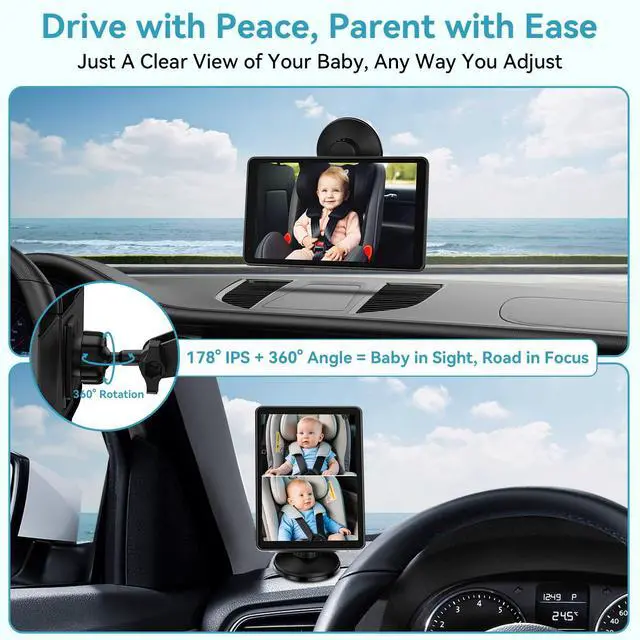 Alt view image 5 of 7 - Baby Car Camera for 2-Kids: 7 Inch IPS Display with Dual Carseat Cameras