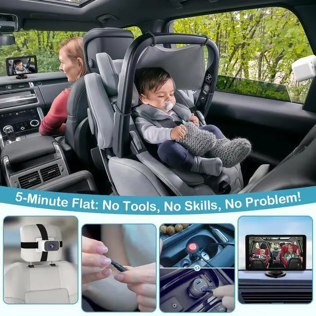 Alt view image 7 of 7 - Baby Car Camera for 2-Kids: 7 Inch IPS Display with Dual Carseat Cameras
