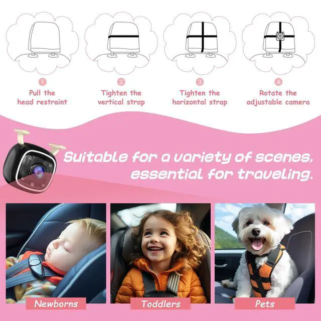 Alt view image 6 of 7 - B1 Baby Car Camera with 4.3'' Monitor, USB Powered Rear Facing Seat Camera, HD 1080P Night Vision, 150° Wide Angle, Easy Installation, Safe & Portable Baby Monitor