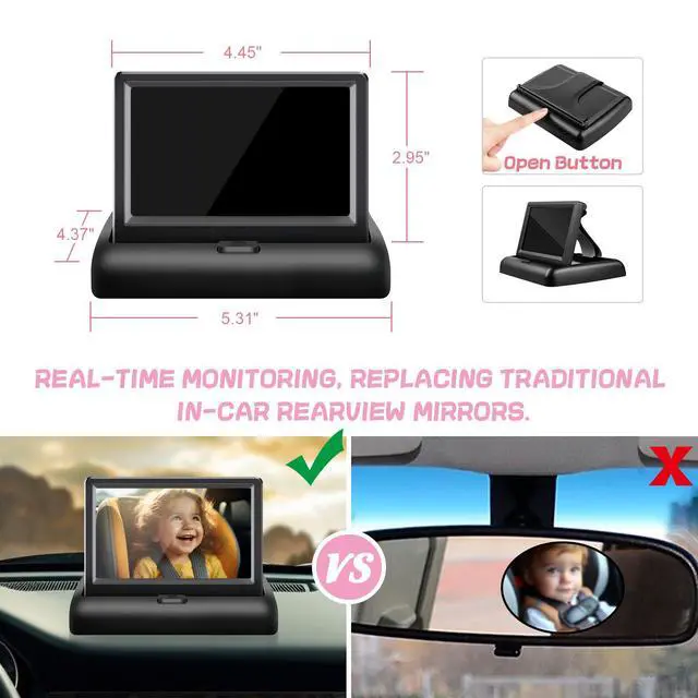 Alt view image 3 of 7 - B1 Baby Car Camera with 4.3'' Monitor, USB Powered Rear Facing Seat Camera, HD 1080P Night Vision, 150° Wide Angle, Easy Installation, Safe & Portable Baby Monitor