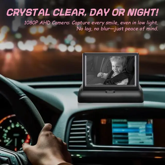 Alt view image 5 of 7 - B1 Baby Car Camera with 4.3'' Monitor, USB Powered Rear Facing Seat Camera, HD 1080P Night Vision, 150° Wide Angle, Easy Installation, Safe & Portable Baby Monitor