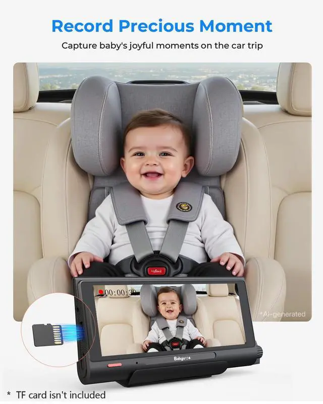 Alt view image 5 of 7 - BV7 Baby Car Camera with Carplay, 7.2" Split Screen and Recording