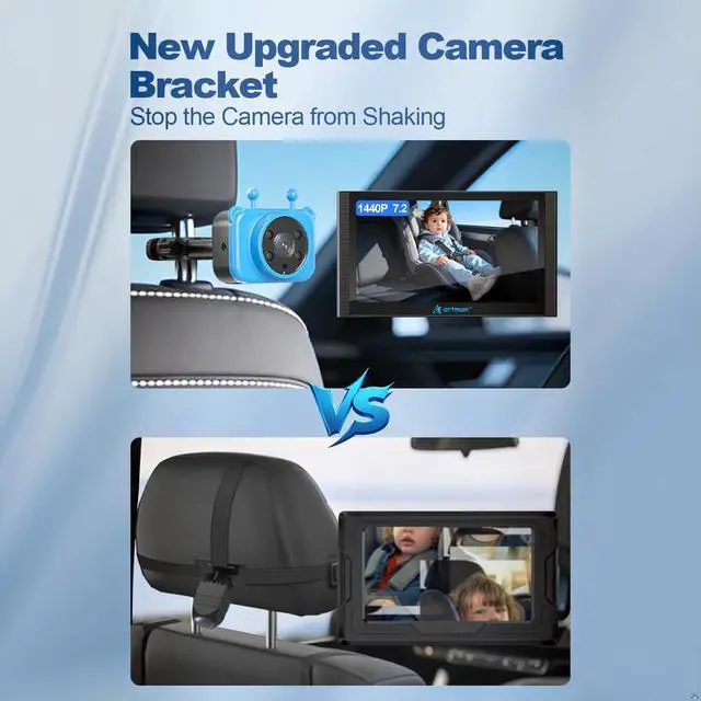 Alt view image 6 of 7 - Dual 1440P Baby Car Camera for 2 Kids with 7.2 Inch Touch Screen