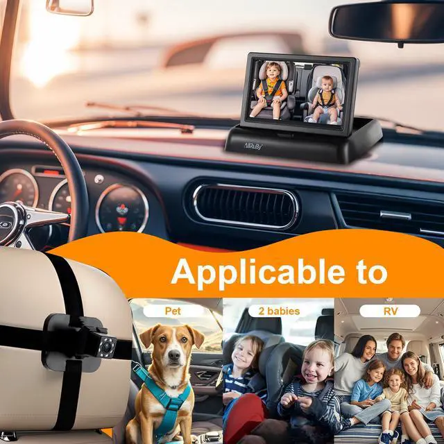 Alt view image 7 of 7 - Baby Car Camera Monitor,Baby car Mirror,for USB/USBC/CigaretteLighter Ports, View Infant in Rear Facing Seat with Wide Clear View,Aimed at Baby-Easily to Observe The Baby's Every Move