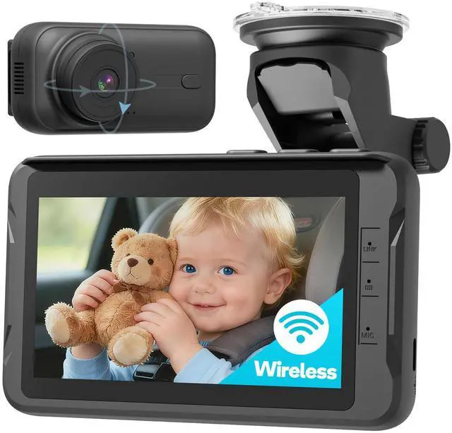 Main image of Wireless Baby Car Camera, Car Baby Monitor No Wi-Fi Needed, Auto Night Vision IR-Cut Adjustable Lens, Long Battery for Rear-Facing Seat Long Trips, Newborn Travel Essentials