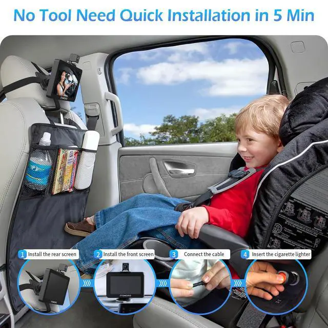 Alt view image 7 of 7 - Baby Car Camera, 5"+7" 1080P Dual Screen Car Baby Camera with Two-Way Video, Music & Video Play Supported, Night Vision & 150° Wide View Baby Monitor for Car Backseat with 64GB Storage-ACZ419