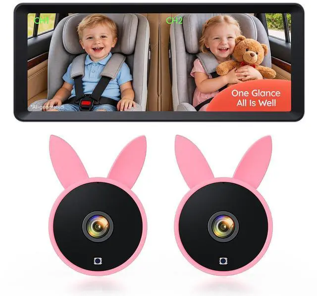 Main image of Dual Car Camera Baby Monitor for 2 Kids