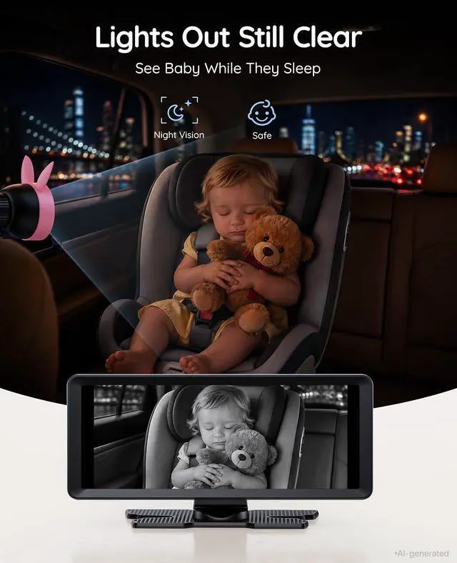 Alt view image 4 of 7 - Dual Car Camera Baby Monitor for 2 Kids