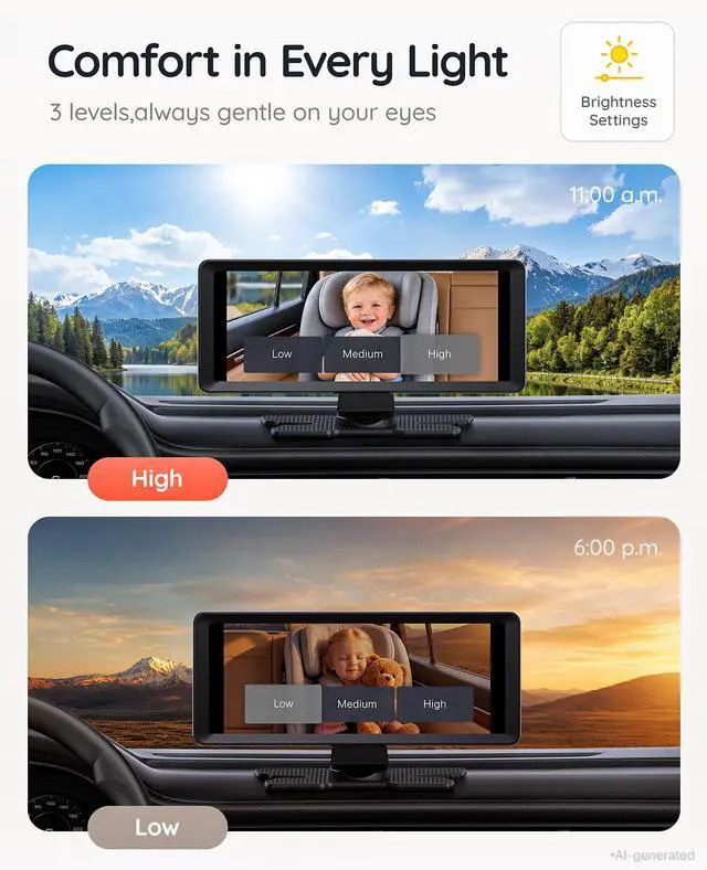 Alt view image 7 of 7 - Dual Car Camera Baby Monitor for 2 Kids