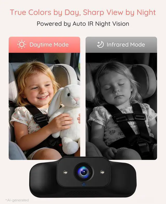 Alt view image 4 of 7 - BM1 Baby Car Camera, 5" 1080P Baby Car Monitor