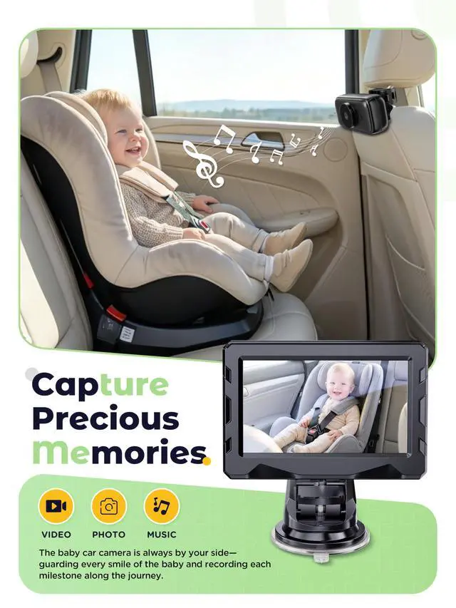 Alt view image 5 of 7 - Wireless Baby Car Camera - Auto 940nm Night Vision Backseat Cam & Eco-Mode