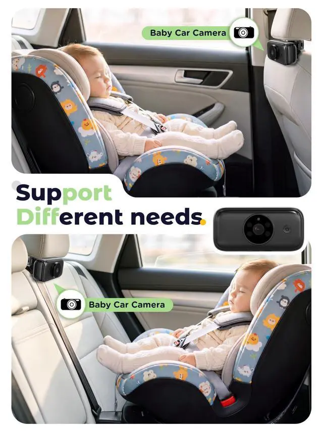 Alt view image 6 of 7 - Wireless Baby Car Camera - Auto 940nm Night Vision Backseat Cam & Eco-Mode