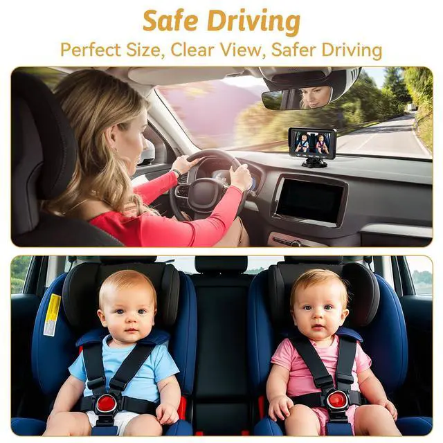 Alt view image 2 of 7 - Baby Car Camera 2-Pack HD 1080P, 150° Wide Angle, Night Vision, Adjustable LED Light, Easy Installation, Infant Safety, Rear Seat Monitoring for Car Travel