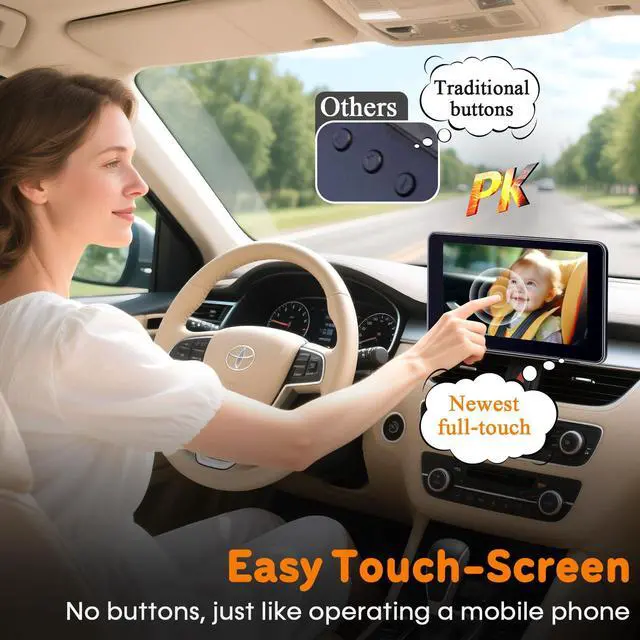 Alt view image 4 of 7 - Baby Car Camera 7-Inch - 3X Zoom 1080P HD Recording Touchscreen Easy to Install 150° Wide Angle Rear Facing Backseat Camera 940nm Night Vision for Infant