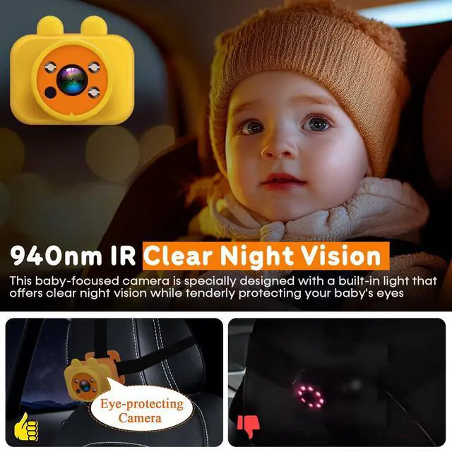 Alt view image 7 of 7 - Baby Car Camera 7-Inch - 3X Zoom 1080P HD Recording Touchscreen Easy to Install 150° Wide Angle Rear Facing Backseat Camera 940nm Night Vision for Infant