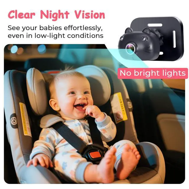 Alt view image 4 of 7 - HD 1080P Dual Baby Car Camera: 7" Split Screen to Monitor 2 Kids