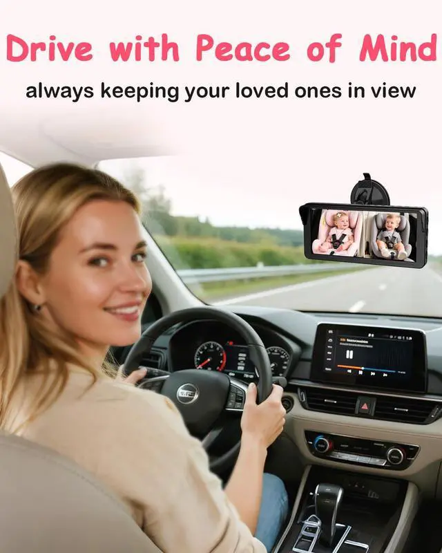 Alt view image 4 of 7 - Dual Baby Car Camera for 2-Kids: 6.9'' HD Split Screen with Auto Brightness 1080P Backseat Camera for Twins Infrared Night Vision - 360° Adjustable USB Easy Setup Ideal for SUVs Minivans
