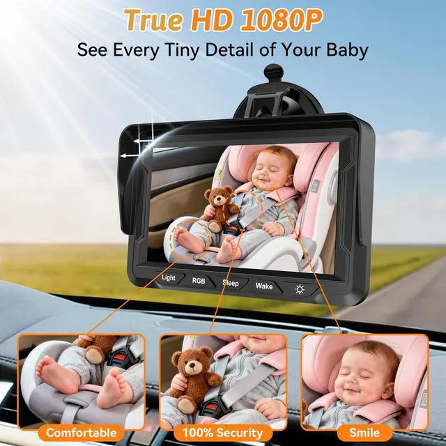 Alt view image 3 of 7 - HD 1080P Baby Car Camera with Adjustable Light: Clear Night Vision