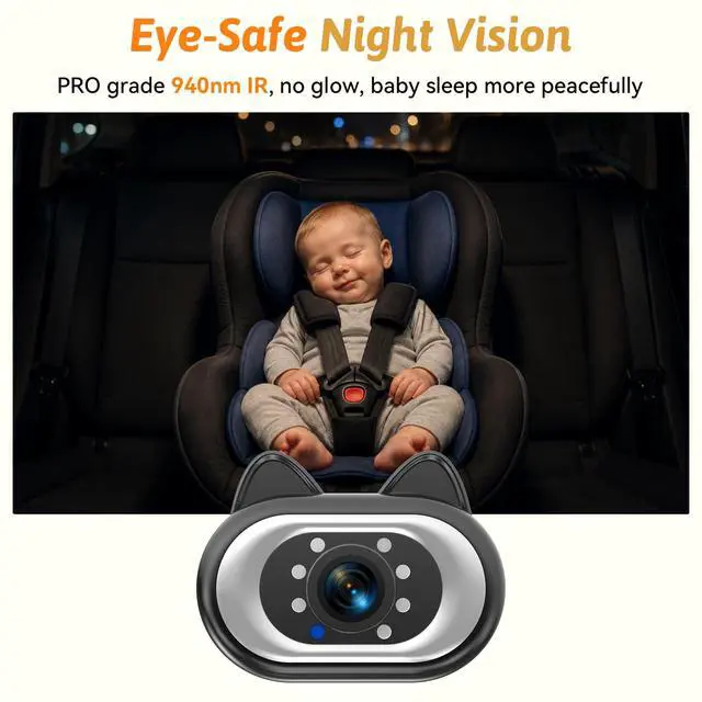 Alt view image 4 of 7 - HD 1080P Baby Car Camera with Adjustable Light: Clear Night Vision