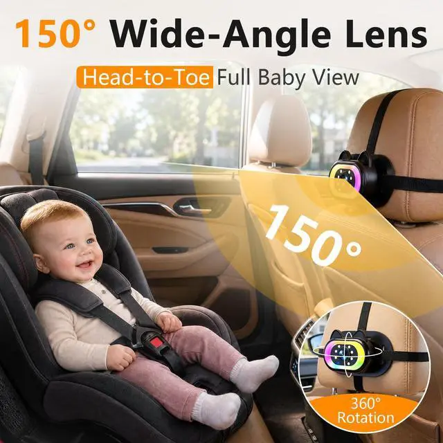 Alt view image 6 of 7 - HD 1080P Baby Car Camera with Adjustable Light: Clear Night Vision