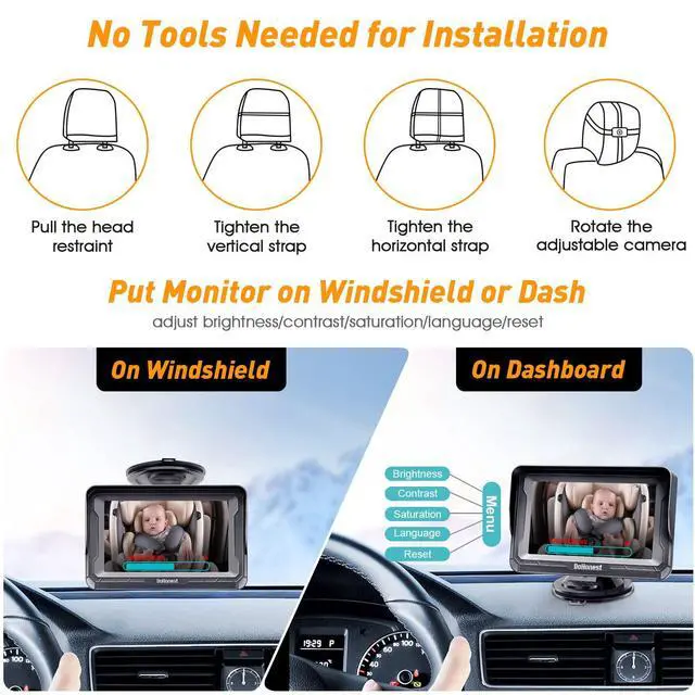 Alt view image 6 of 7 - Baby Car Camera 2-Pack for Seat: Adjustable Infant Car Camera Easy Setup for Family with 2 Cars - HD 1080P Crystal Night Vision Backseat Camera for Two Kids