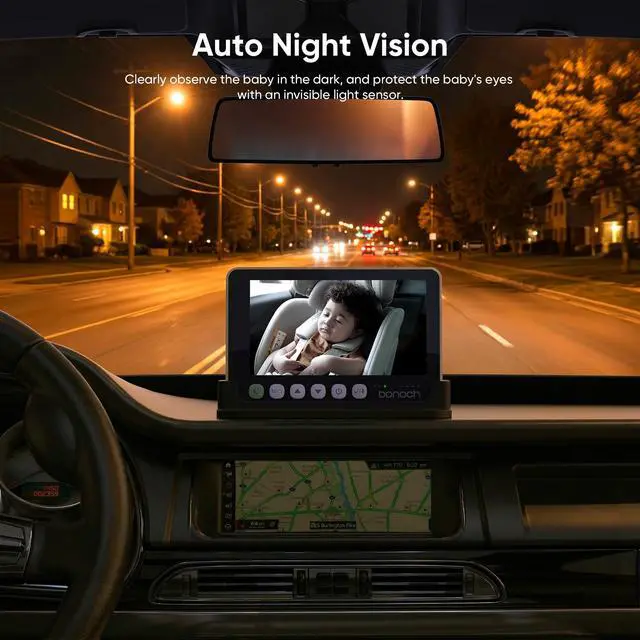 Alt view image 4 of 7 - 5" 1440P Baby Car Camera, Clearest Monitor, 360° Rotating Wide View