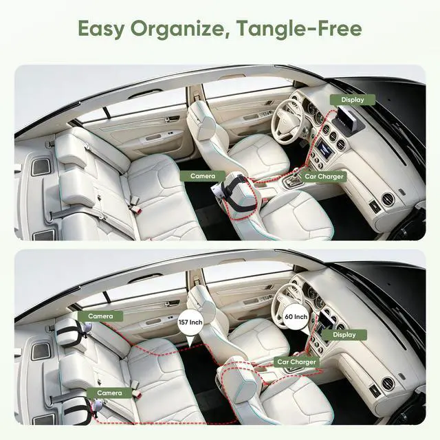 Alt view image 7 of 7 - 5" 1440P Baby Car Camera, Clearest Monitor, 360° Rotating Wide View