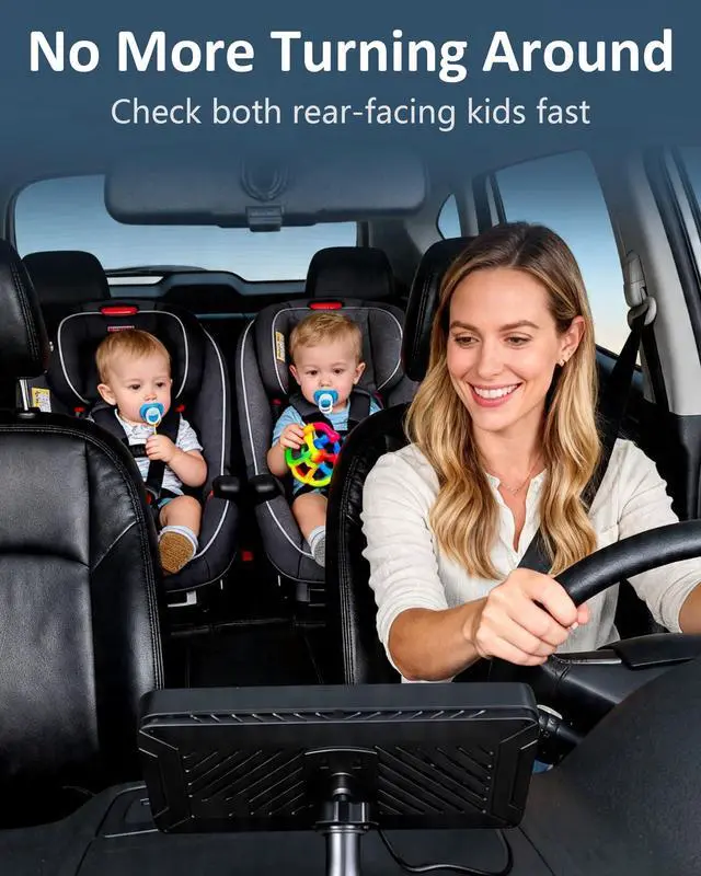 Alt view image 3 of 7 - 2-Kids Baby Car Camera for Seat: 6.9 Inch Ultrawide Display with Two Cameras Rear Facing - USB Powered Backseat Camera HD 1080P Easy to Install