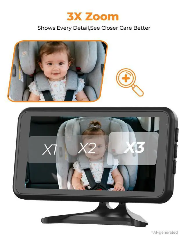 Alt view image 3 of 7 - Baby Car Camera 3X Zoom Monitor