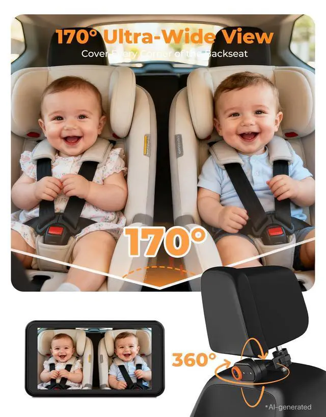 Alt view image 5 of 7 - Baby Car Camera 3X Zoom Monitor
