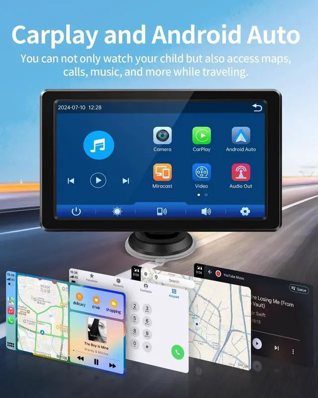 Alt view image 6 of 7 - Baby Car Camera, 1296P HD Car Baby Monitor with 7" Touchscreen, CarPlay, NoGlow Night Vision, 150° Wide Angle, Live RearSeat View, Easy Installation, Alternative to Rear Facing Mirrors