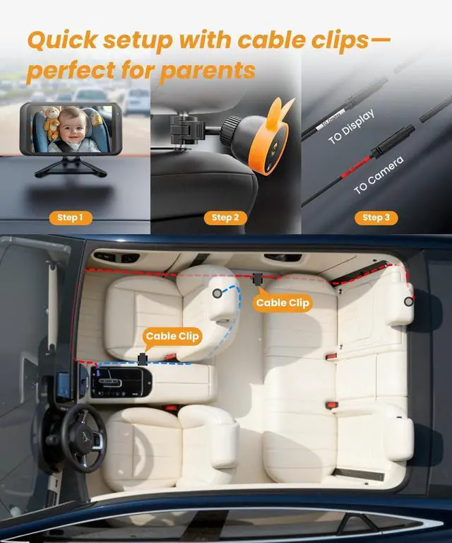 Alt view image 5 of 7 - Baby Car Camera Backseat Monitor USB Power